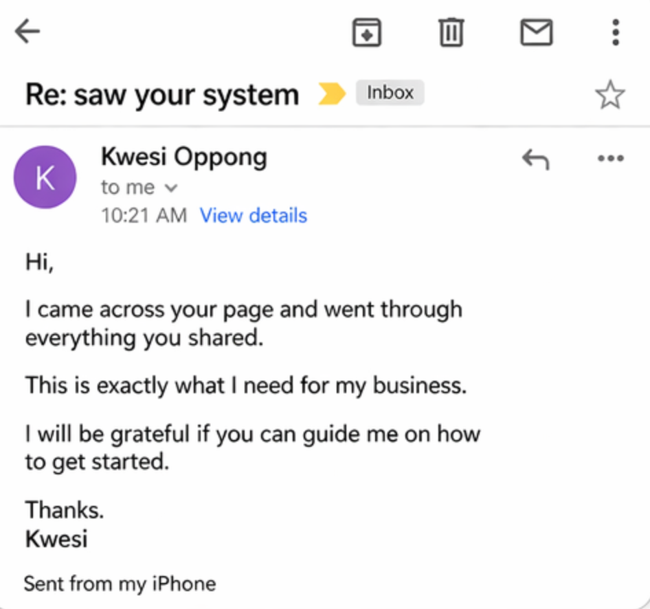 Email: This is exactly what I need for my business