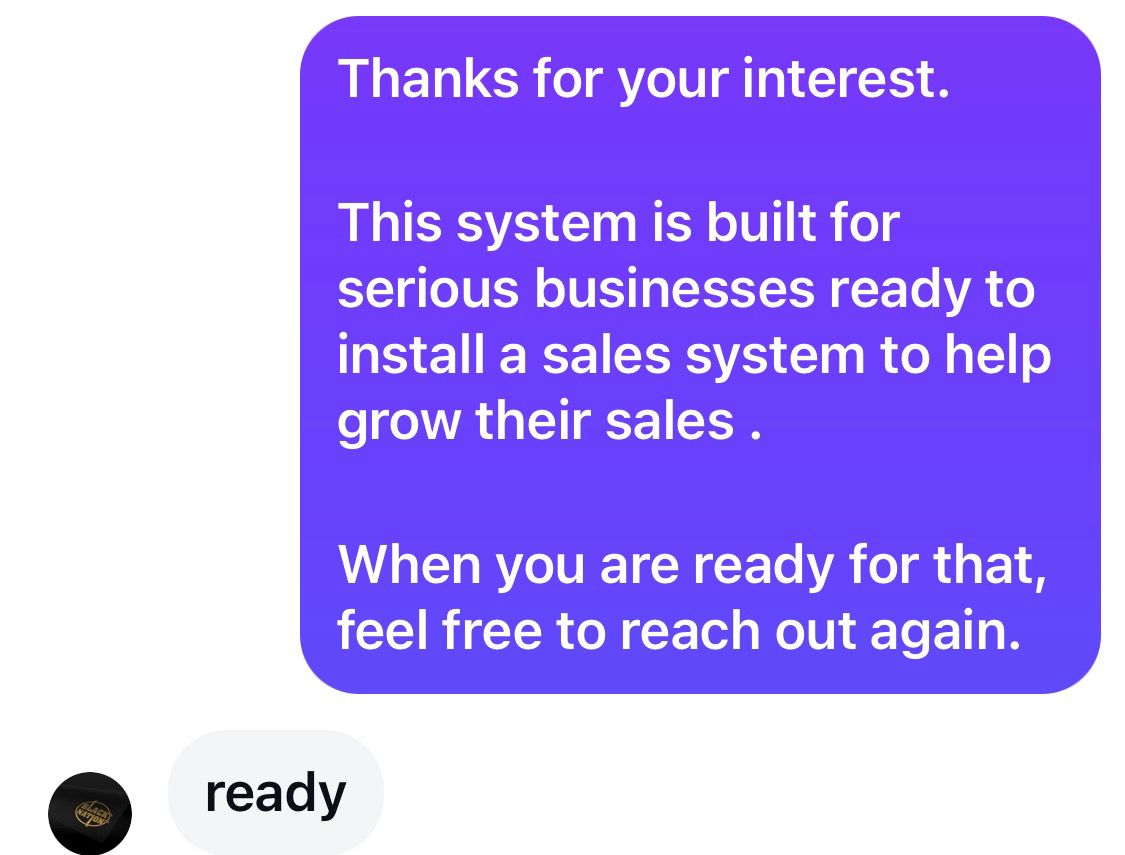 DM from buyer ready to start