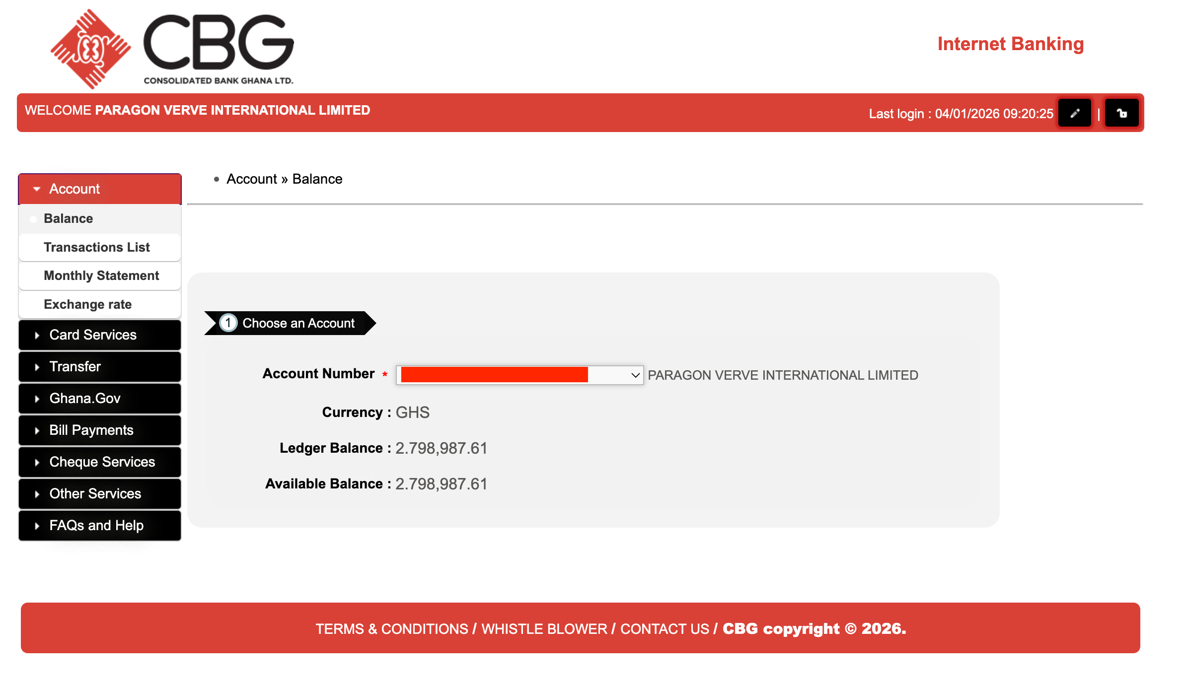 Paragon Verve bank balance — GHS 2,798,987